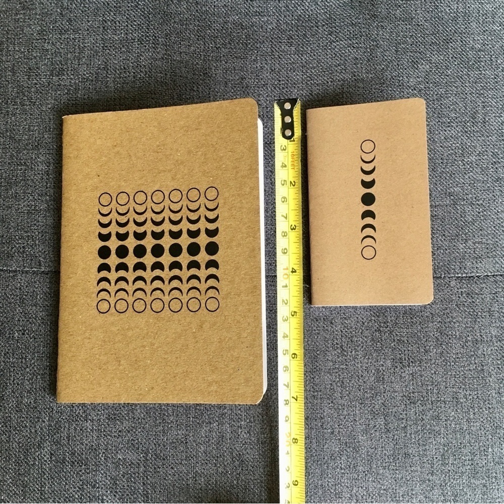 Set/2 Moon Phases Kraft Lined Notebooks, Tan, Black - Picture 8 of 16